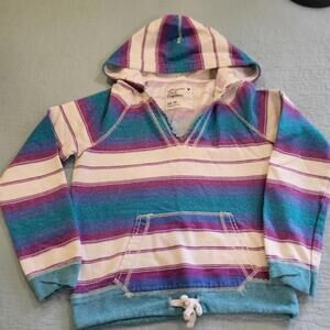 American Eagle Outfitters women's striped pullover hoodie with a V-neck XS